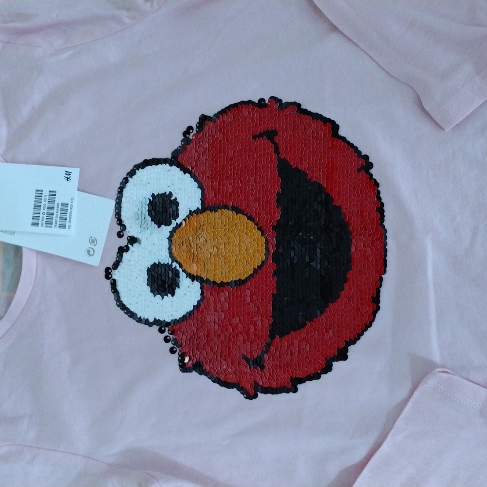 H&m Elmo cookie monster sesame street flip sequins tee 8-10